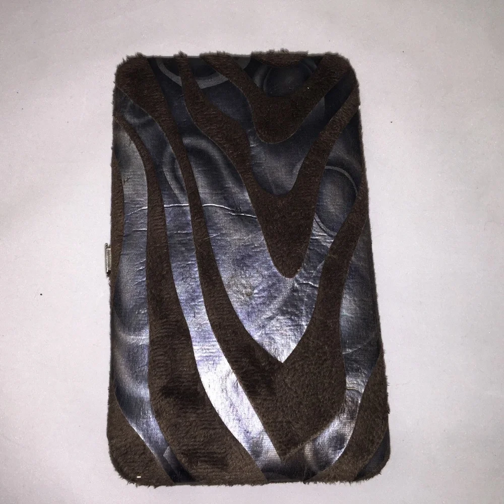 Dark Zebra Type Print Wallet Clutch